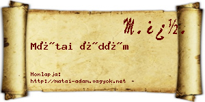 Mátai Ádám névjegykártya
